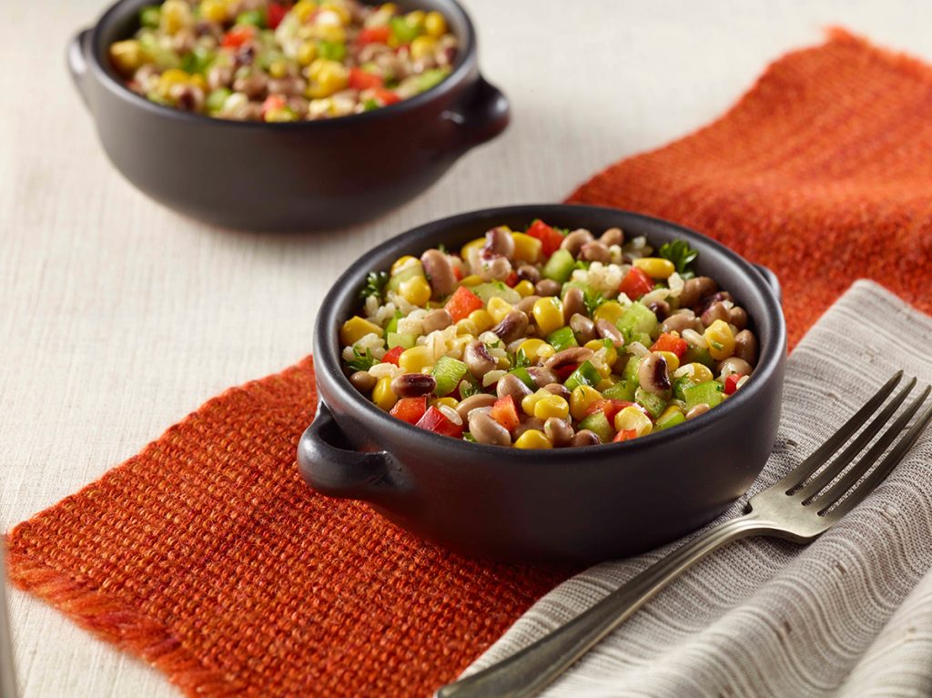 Black eyes pea corn and rice salad from the American Heart Association book of recipes