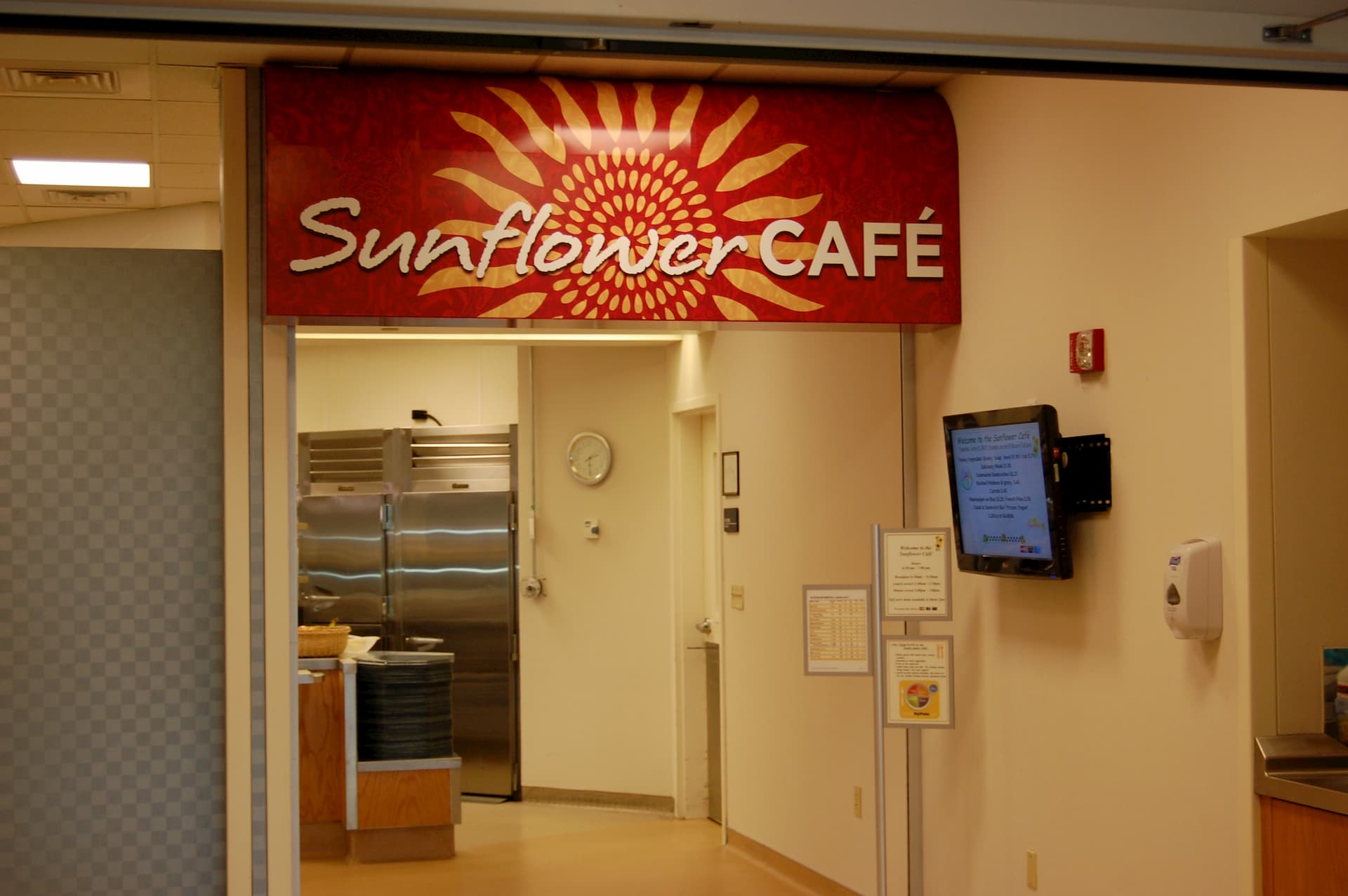 Entrance of sunflower cafe restaurant dining area at nmc health medical center in newton ks