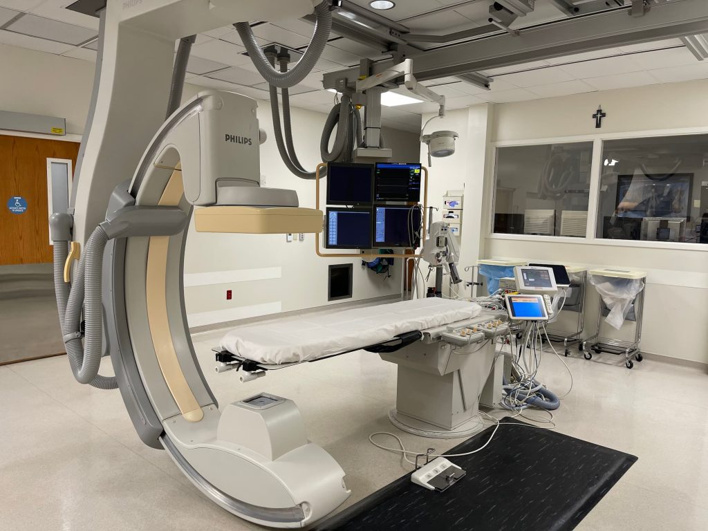 photo of inside a cardiac catherization cardiac cath lab at NMC Health Medical Center Newton KS Cardiac care newton ks
