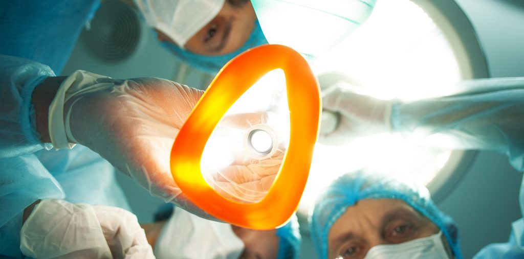 Anesthesia being administered in preparation for surgery