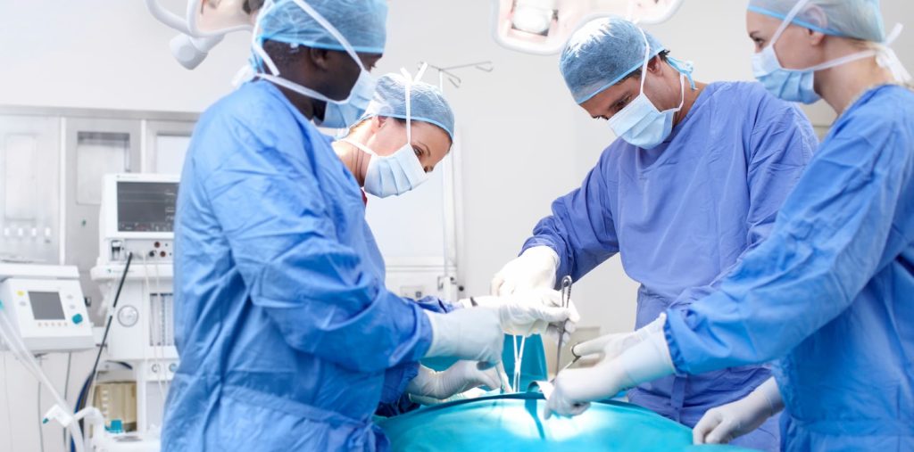 healthcare jobs of a surgery team operating in a medical center