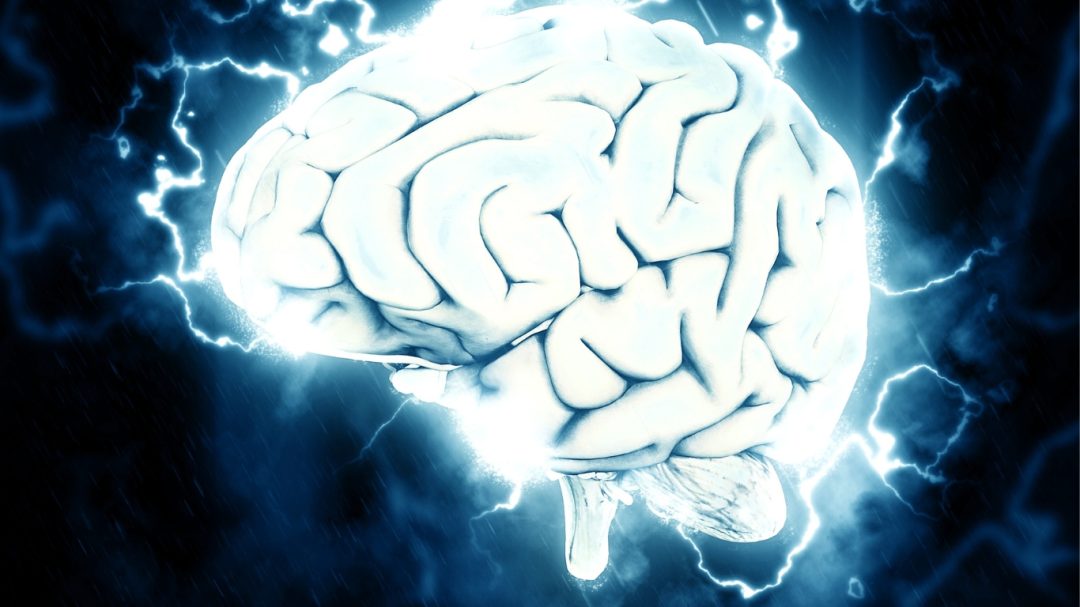 illustration of a brain sending out electricity to illustrate a stroke