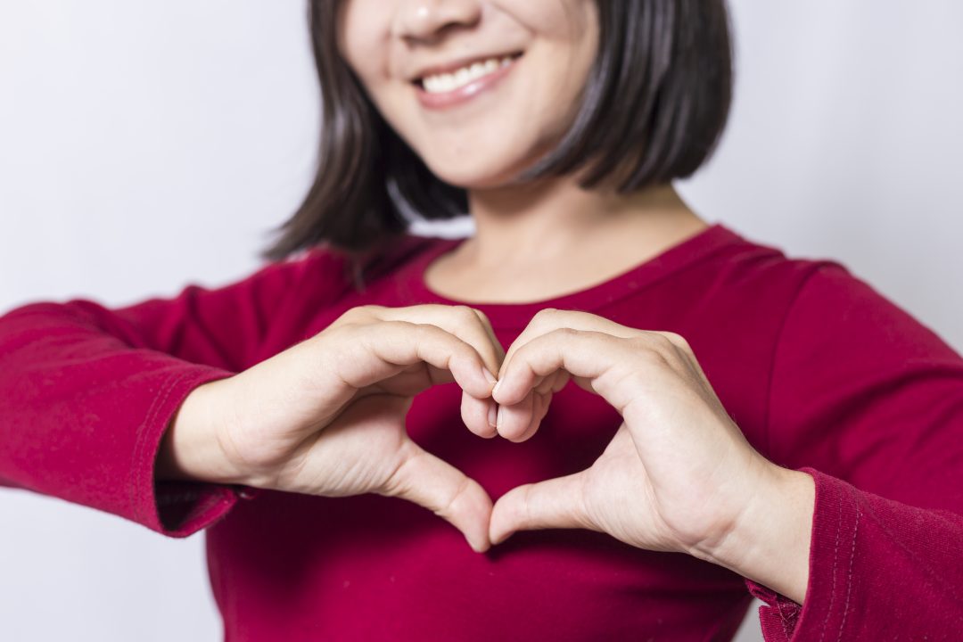heart woman in red